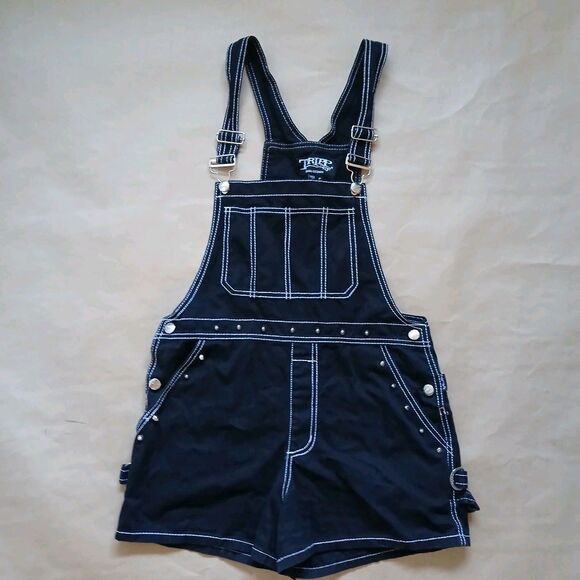 Tripp NYC Daang Goodman Size S Black Spike Studded Overalls Shortalls Goth Emo - Picture 1 of 11